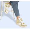 imageLUCKY STEP Womens High Top Fashion Sneakers Basketball Ankle Boots Walking Tennis Shoes Platform Hook and Loop Casual Faux Leather SneakerGold