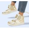 imageLUCKY STEP Womens High Top Fashion Sneakers Basketball Ankle Boots Walking Tennis Shoes Platform Hook and Loop Casual Faux Leather SneakerGold