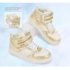 imageLUCKY STEP Womens High Top Fashion Sneakers Basketball Ankle Boots Walking Tennis Shoes Platform Hook and Loop Casual Faux Leather SneakerGold