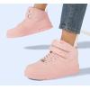 imageLUCKY STEP Womens High Top Fashion Sneakers Basketball Ankle Boots Walking Tennis Shoes Platform Hook and Loop Casual Faux Leather SneakerPink