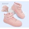 imageLUCKY STEP Womens High Top Fashion Sneakers Basketball Ankle Boots Walking Tennis Shoes Platform Hook and Loop Casual Faux Leather SneakerPink