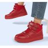 imageLUCKY STEP Womens High Top Fashion Sneakers Basketball Ankle Boots Walking Tennis Shoes Platform Hook and Loop Casual Faux Leather SneakerRed