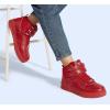 imageLUCKY STEP Womens High Top Fashion Sneakers Basketball Ankle Boots Walking Tennis Shoes Platform Hook and Loop Casual Faux Leather SneakerRed