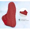 imageLUCKY STEP Womens High Top Fashion Sneakers Basketball Ankle Boots Walking Tennis Shoes Platform Hook and Loop Casual Faux Leather SneakerRed