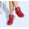 imageLUCKY STEP Womens High Top Fashion Sneakers Basketball Ankle Boots Walking Tennis Shoes Platform Hook and Loop Casual Faux Leather SneakerRed