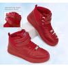 imageLUCKY STEP Womens High Top Fashion Sneakers Basketball Ankle Boots Walking Tennis Shoes Platform Hook and Loop Casual Faux Leather SneakerRed