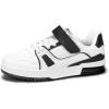 imageLUCKY STEP Kids Slip On Sneaker Comfort Casual Running Tennis School Low Top Sneaker Strap Athletic Walking Shoes for ChildrenBoysGirlsWhiteBlack