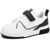 imageLUCKY STEP Kids Slip On Sneaker Comfort Casual Running Tennis School Low Top Sneaker Strap Athletic Walking Shoes for ChildrenBoysGirlsWhiteBlack1