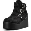 imageLUCKY STEP Women Platform Chunky Ankle Boots  Round Toe Zipper Wedges High Heels Rave Buckle Thick Sole Goth BootiesBlack Rhinestone