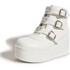 imageLUCKY STEP Women Platform Chunky Ankle Boots  Round Toe Zipper Wedges High Heels Rave Buckle Thick Sole Goth BootiesWhite