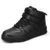 imageLUCKY STEP Womens High Top Fashion Sneakers Basketball Ankle Boots Walking Tennis Shoes Platform Hook and Loop Casual Faux Leather SneakerAll Black