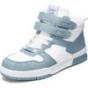 imageLUCKY STEP Womens High Top Fashion Sneakers Basketball Ankle Boots Walking Tennis Shoes Platform Hook and Loop Casual Faux Leather SneakerDenim Blue