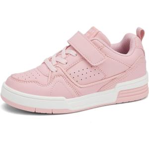 imageLUCKY STEP Kids Slip On Sneaker Comfort Casual Running Tennis School Low Top Sneaker Strap Athletic Walking Shoes for ChildrenBoysGirlsPink
