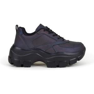 imageLUCKY STEP Women Chunky Platform Dad Colorblock White Neon Green Fuchsia Hologram Silver Casual LaceUp Walking SneakersCharcoal