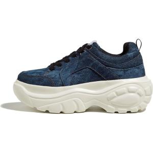 imageLUCKY STEP Women Chunky Platform Dad Colorblock White Neon Green Fuchsia Hologram Silver Casual LaceUp Walking SneakersDark Denim Blue
