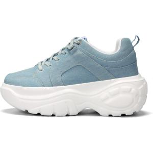 imageLUCKY STEP Women Chunky Platform Dad Colorblock White Neon Green Fuchsia Hologram Silver Casual LaceUp Walking SneakersLight Denim Blue