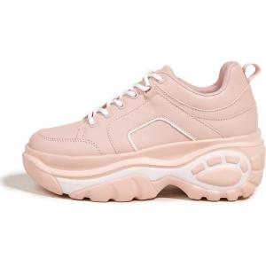 imageLUCKY STEP Women Chunky Platform Dad Colorblock White Neon Green Fuchsia Hologram Silver Casual LaceUp Walking SneakersPink