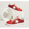 imageLUCKY STEP Fashion Star Glitter Sneakers  Sparkly Bling Shiny Bedazzled Wedding Bridal Shoes for WomenRed Glitter