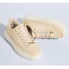 imageLUCKY STEP Platform Glitter Sneakers for Women Fashion Sparkly Bling Shiny Low Top Tennis Sneakers Faux Leather Casual Walking ShoesBeige