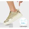 imageLUCKY STEP Platform Glitter Sneakers for Women Fashion Sparkly Bling Shiny Low Top Tennis Sneakers Faux Leather Casual Walking ShoesGold Glitter