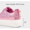 imageLUCKY STEP Platform Glitter Sneakers for Women Fashion Sparkly Bling Shiny Low Top Tennis Sneakers Faux Leather Casual Walking ShoesPink Glitter