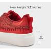 imageLUCKY STEP Platform Glitter Sneakers for Women Fashion Sparkly Bling Shiny Low Top Tennis Sneakers Faux Leather Casual Walking ShoesRed Glitter