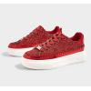 imageLUCKY STEP Platform Glitter Sneakers for Women Fashion Sparkly Bling Shiny Low Top Tennis Sneakers Faux Leather Casual Walking ShoesRed Glitter