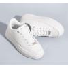 imageLUCKY STEP Platform Glitter Sneakers for Women Fashion Sparkly Bling Shiny Low Top Tennis Sneakers Faux Leather Casual Walking ShoesWhite