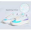 imageLUCKY STEP Platform Glitter Sneakers for Women Fashion Sparkly Bling Shiny Low Top Tennis Sneakers Faux Leather Casual Walking ShoesWhite Glitter