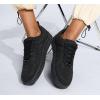 imageLUCKY STEP Women Fashion Sparkle Rhinestone Sneakers White Leather Low Top Tennis Shoes Lace Up Casual Comfortable Walking ShoeBlack Rhinestone