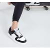 imageLUCKY STEP Women Fashion Sparkle Rhinestone Sneakers White Leather Low Top Tennis Shoes Lace Up Casual Comfortable Walking ShoeBlackWhite