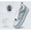 imageLUCKY STEP Women Fashion Sparkle Rhinestone Sneakers White Leather Low Top Tennis Shoes Lace Up Casual Comfortable Walking ShoeDenim Blue Rhinestone