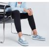 imageLUCKY STEP Women Fashion Sparkle Rhinestone Sneakers White Leather Low Top Tennis Shoes Lace Up Casual Comfortable Walking ShoeDenim Blue Rhinestone