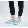 imageLUCKY STEP Women Fashion Sparkle Rhinestone Sneakers White Leather Low Top Tennis Shoes Lace Up Casual Comfortable Walking ShoeDenim Blue Rhinestone