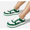 imageLUCKY STEP Women Fashion Sparkle Rhinestone Sneakers White Leather Low Top Tennis Shoes Lace Up Casual Comfortable Walking ShoeGreenWhite