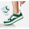imageLUCKY STEP Women Fashion Sparkle Rhinestone Sneakers White Leather Low Top Tennis Shoes Lace Up Casual Comfortable Walking ShoeGreenWhite