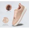 imageLUCKY STEP Women Fashion Sparkle Rhinestone Sneakers White Leather Low Top Tennis Shoes Lace Up Casual Comfortable Walking ShoeNude Rhinestone