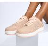 imageLUCKY STEP Women Fashion Sparkle Rhinestone Sneakers White Leather Low Top Tennis Shoes Lace Up Casual Comfortable Walking ShoeNude Rhinestone