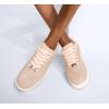 imageLUCKY STEP Women Fashion Sparkle Rhinestone Sneakers White Leather Low Top Tennis Shoes Lace Up Casual Comfortable Walking ShoeNude Rhinestone
