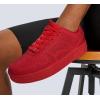 imageLUCKY STEP Women Fashion Sparkle Rhinestone Sneakers White Leather Low Top Tennis Shoes Lace Up Casual Comfortable Walking ShoeRed Rhinestone