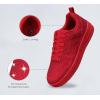 imageLUCKY STEP Women Fashion Sparkle Rhinestone Sneakers White Leather Low Top Tennis Shoes Lace Up Casual Comfortable Walking ShoeRed Rhinestone