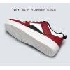 imageLUCKY STEP Women Fashion Sparkle Rhinestone Sneakers White Leather Low Top Tennis Shoes Lace Up Casual Comfortable Walking ShoeRedWhite