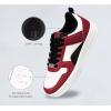 imageLUCKY STEP Women Fashion Sparkle Rhinestone Sneakers White Leather Low Top Tennis Shoes Lace Up Casual Comfortable Walking ShoeRedWhite