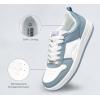 imageLUCKY STEP Women Fashion Sparkle Rhinestone Sneakers White Leather Low Top Tennis Shoes Lace Up Casual Comfortable Walking ShoeWhiteDenim Blue