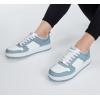 imageLUCKY STEP Women Fashion Sparkle Rhinestone Sneakers White Leather Low Top Tennis Shoes Lace Up Casual Comfortable Walking ShoeWhiteDenim Blue