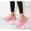 imageLUCKY STEP Womens Chunky Rhinestone Fashion Sneakers  Sparkly Platform Thick Dad Rave Mesh Walking ShoesPink Rhinestone