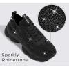 imageLUCKY STEP Womens Chunky Rhinestone Sneaker Sparkly Bling Bedazzled Mesh Slip on Elastic Sock Glitter Shiny Rave Walking ShoesBlack Rhinestone