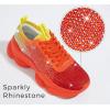 imageLUCKY STEP Womens Chunky Rhinestone Sneaker Sparkly Bling Bedazzled Mesh Slip on Elastic Sock Glitter Shiny Rave Walking ShoesOrange Rhinestone