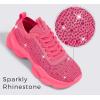 imageLUCKY STEP Womens Chunky Rhinestone Sneaker Sparkly Bling Bedazzled Mesh Slip on Elastic Sock Glitter Shiny Rave Walking ShoesPink Rhinestone