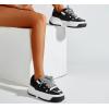 imageLUCKY STEP Womens Platform Fashion Sneakers Lace up Casual Faux Leather Comfortable Thick Sole Tennis Walking ShoesBlackWhite